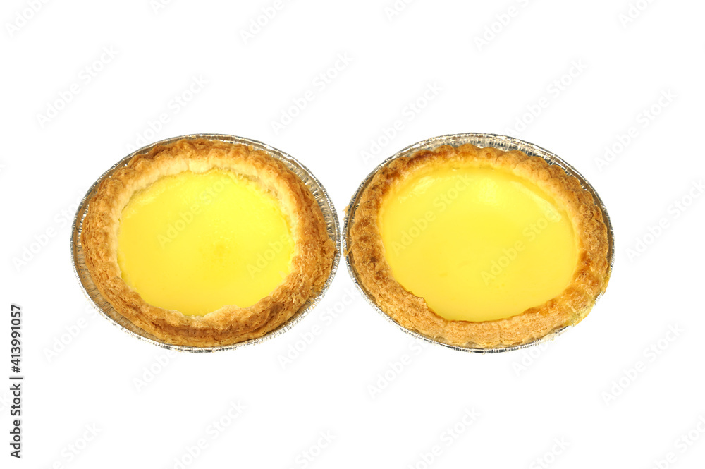 fresh baked egg tart isolated on white background fresh baked egg tart isolated on white background