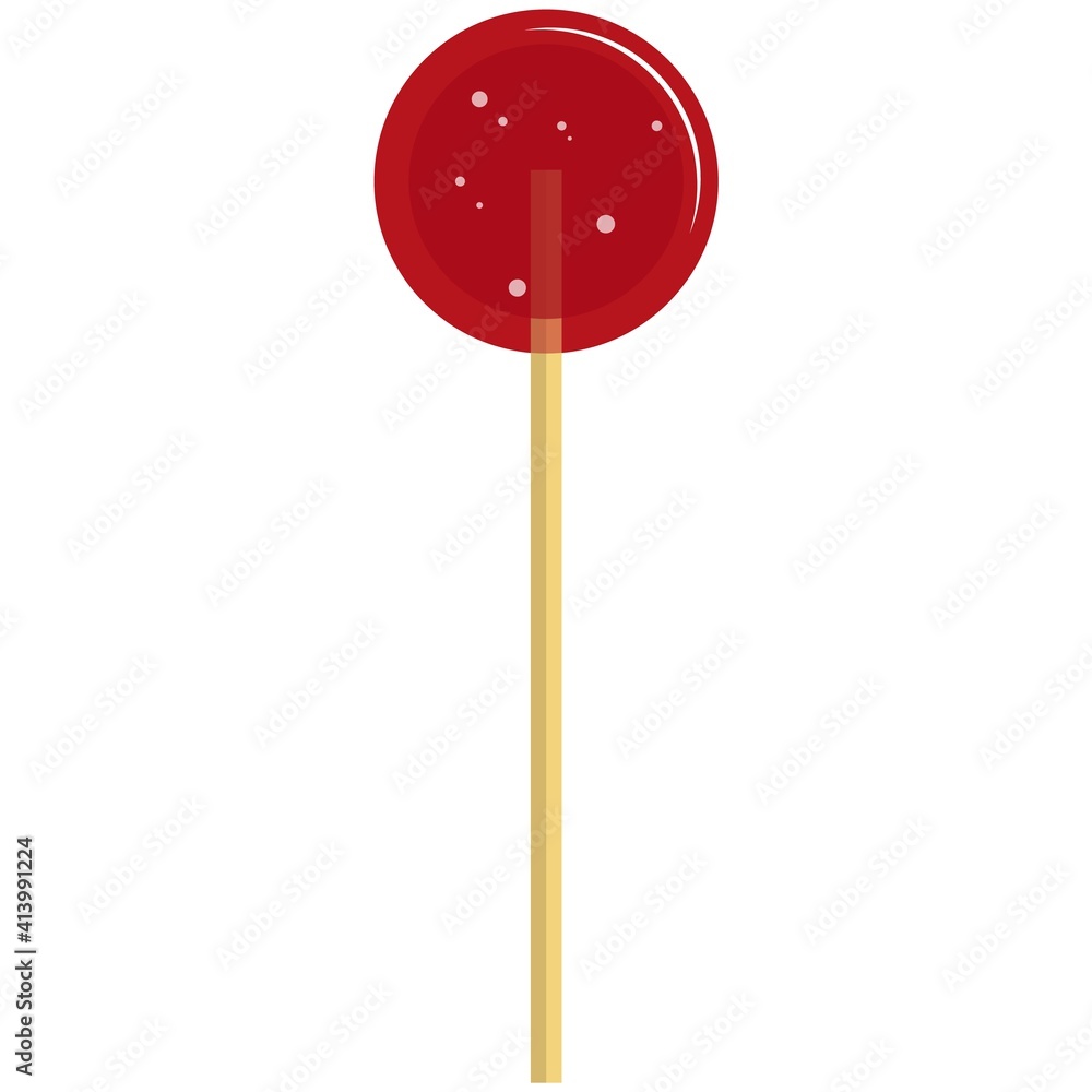 Vector sweet red round lollipop candy on white Vector sweet red round lollipop candy on white
