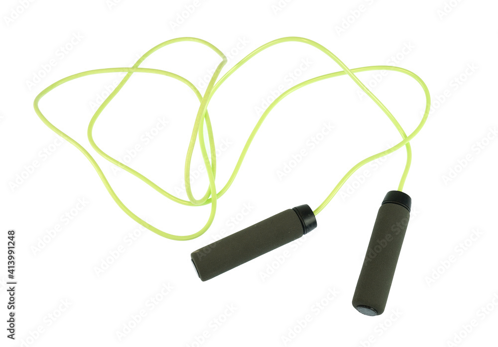 close up on jump cord isolated on white background close up on jump cord isolated on white background