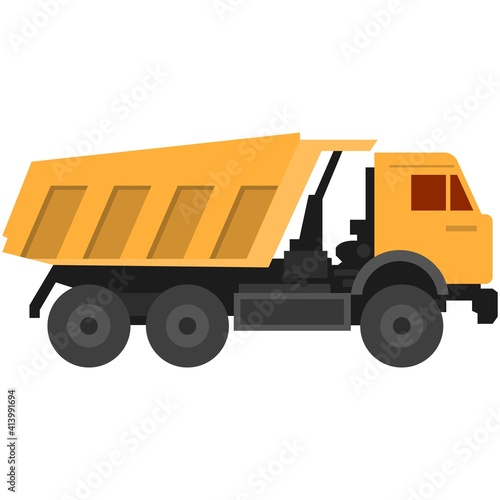 Vector dump truck isolated on white background