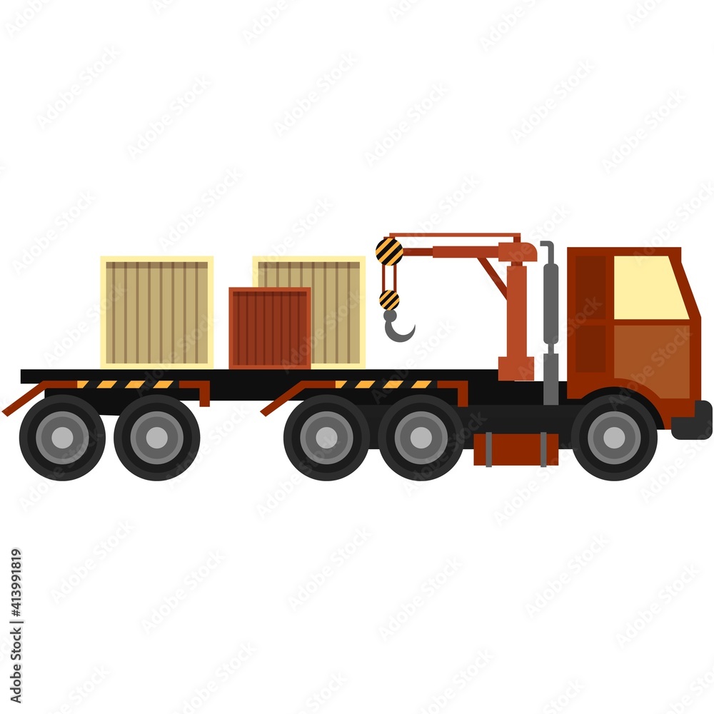 Vector truck manipulator isolated on white background Vector truck manipulator isolated on white background