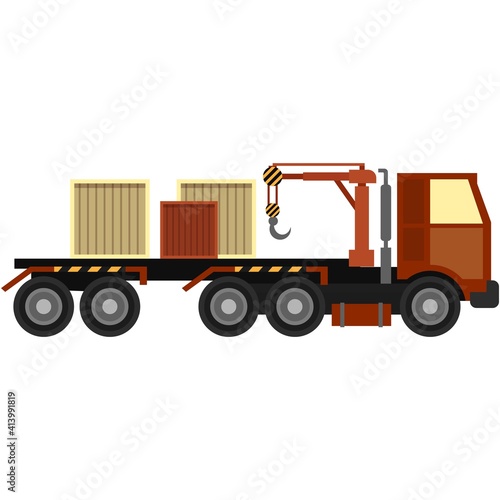 Vector truck manipulator isolated on white background