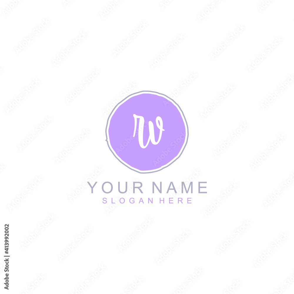 RV Initial handwriting logo template vector RV Initial handwriting logo template vector