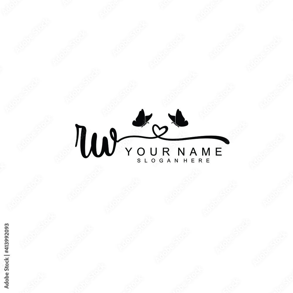 RW Initial handwriting logo template vector RW Initial handwriting logo template vector
