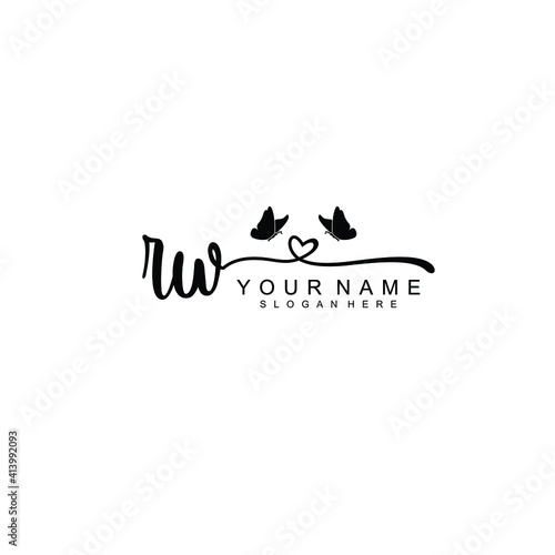 RW Initial handwriting logo template vector
