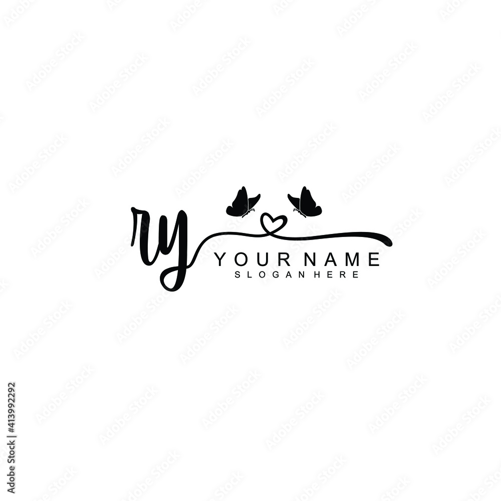 RY Initial handwriting logo template vector RY Initial handwriting logo template vector