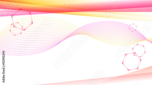 ピンク_流線_抽象_赤_六角形 Abstract_back_image_背景 wave cyber pink red yellow orange