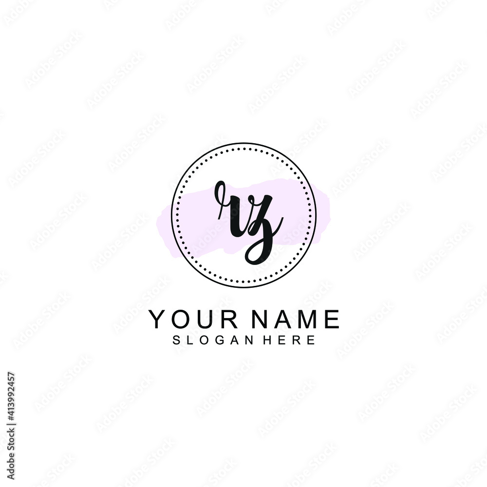 RZ Initial handwriting logo template vector RZ Initial handwriting logo template vector