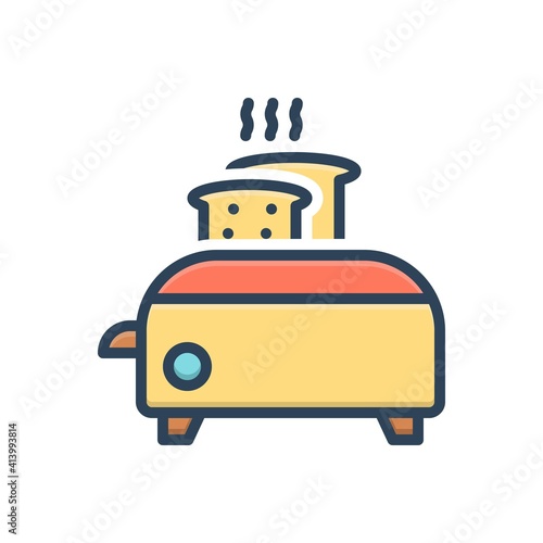 Color illustration icon for toaster 