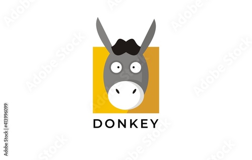 funny donkey face illustration logo