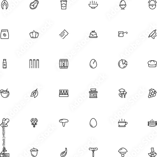 icon vector icon set such as: bun, barrel, hand, bunch, pumpkin, supermarket, lobster, nut, pepper, flavor, fragile, coconut, laurel, straw, lucky, dairy, cooker, marine, acorn, bay, cask, home, six