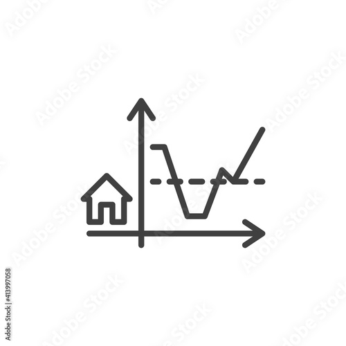 Real estate business diagram line icon. linear style sign for mobile concept and web design. Real estate chart outline vector icon. Symbol, logo illustration. Vector graphics