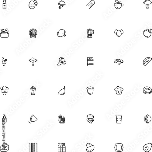 icon vector icon set such as: citrus, cloche, tradition, calcium, mushroom, ravioli, cabbage, graphics, steel, pan, oak, cannelloni pasta shape, wine, go, spike, stroke, elements, booze, form, herb