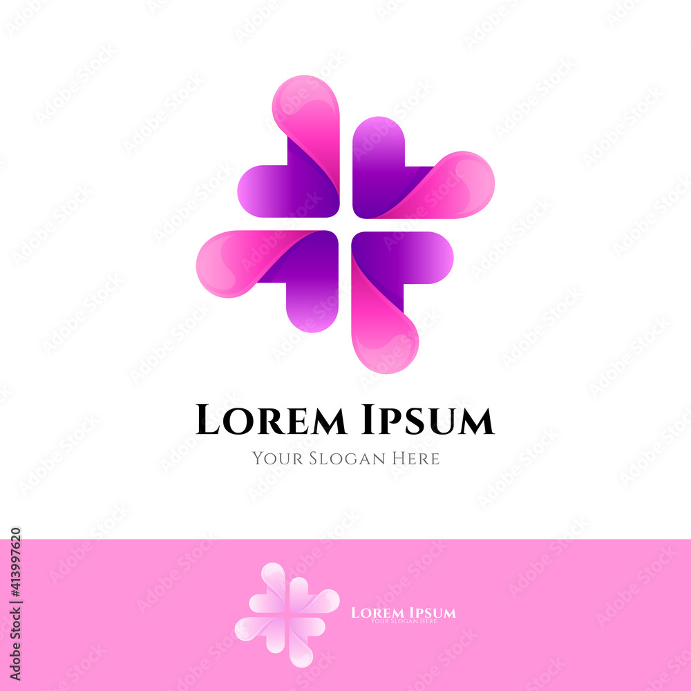 Health care logo. Medical cross with heart logo concept Health care logo. Medical cross with heart logo concept