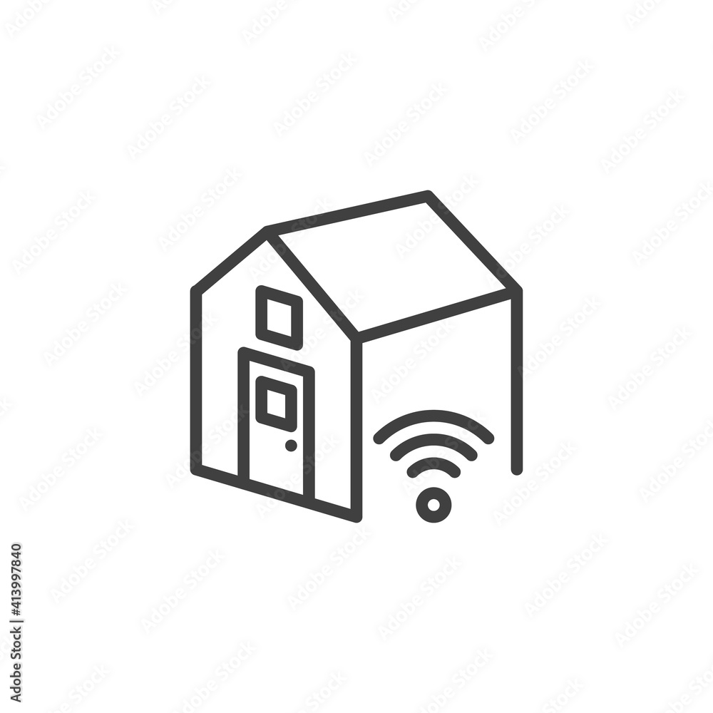 Smart House line icon. linear style sign for mobile concept and web design. Home wifi outline vector icon. Symbol, logo illustration. Vector graphics Smart House line icon. linear style sign for mobile concept and web design. Home wifi outline vector icon. Symbol, logo illustration. Vector graphics