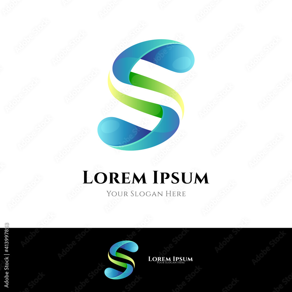 Letter S with wave water logo concept with gradient color Letter S with wave water logo concept with gradient color