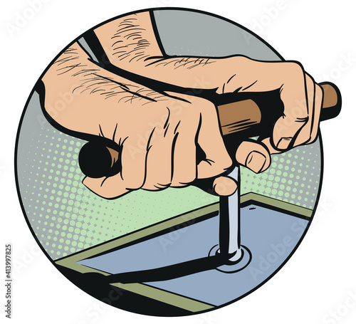 Hands with TNT. Stock illustration.