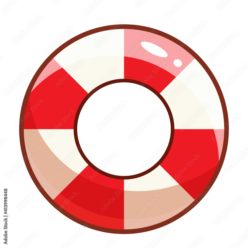 Lifebuoy isolated on white background, vector icon of lifebuoy with outline in cartoon style Lifebuoy isolated on white background, vector icon of lifebuoy with outline in cartoon style