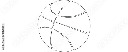 Basketball ball. Game sports equipment. One continuous drawing line logo single hand drawn art doodle isolated minimal illustration.