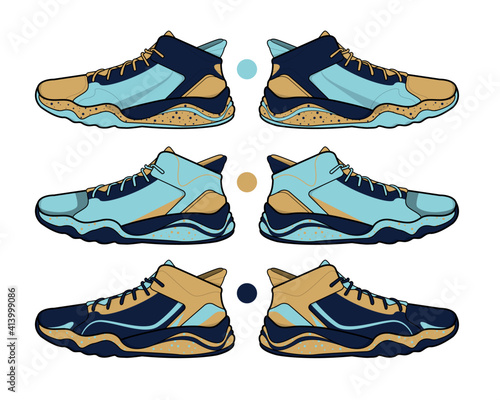 Sports basketball shoes design vector template
