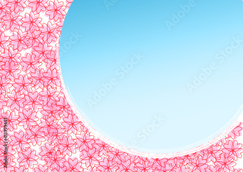 沢山の桜と水のグラデーション