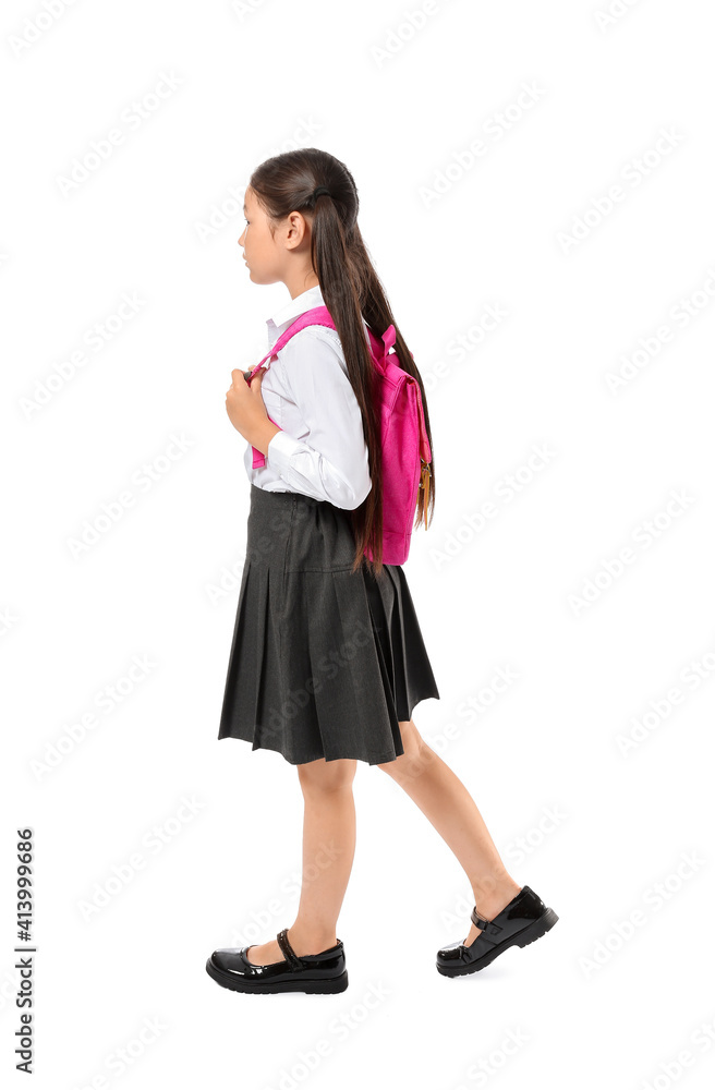 Little schoolgirl on white background Little schoolgirl on white background