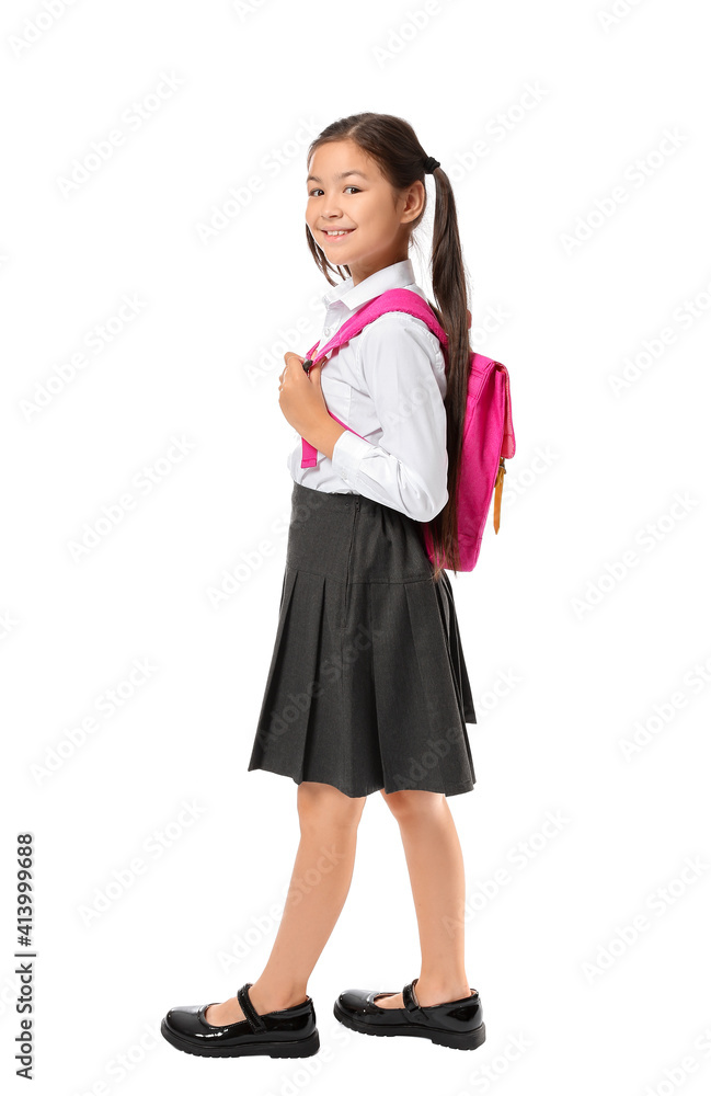 Little schoolgirl on white background Little schoolgirl on white background