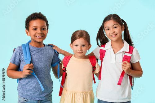 Little schoolchildren on co...