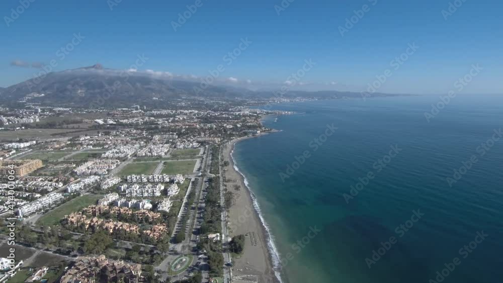 Aerial view of Mediterranean Sea coast line, Marbella, Malaga, Spain. Aerial view of Mediterranean Sea coast line, Marbella, Malaga, Spain.