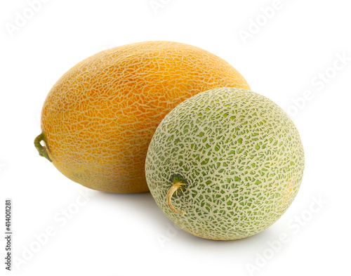 Sweet ripe melons on white background