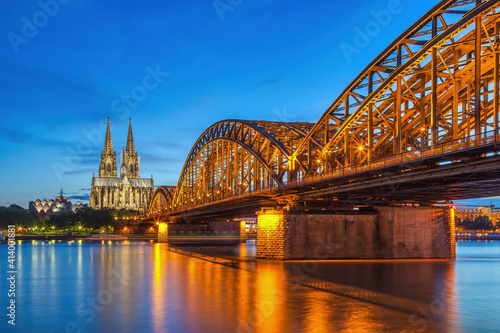 Cologne Germany  night city skyline at Cologne Cathedral  Cologne Dom 
