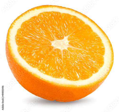half of orange isolated on white background. healthy food. clipping path
