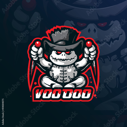 voodoo mascot logo design vector with modern illustration concept style for badge, emblem and t shirt printing. angry voodoo illustration for sport team.