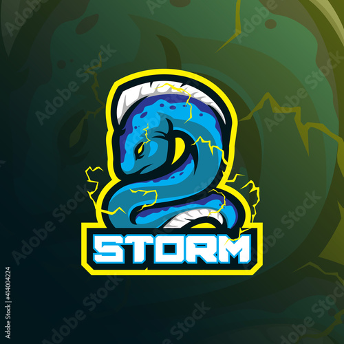 eel mascot logo design vector with modern illustration concept style for badge, emblem and t shirt printing. angry eel illustration for sport team.