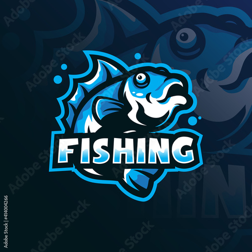 fish mascot logo design vector with modern illustration concept style for badge, emblem and t shirt printing. fishing logo illustration.