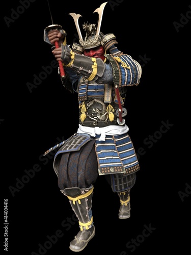 Schilderij op canvas Software rendering Japanese armor samurai