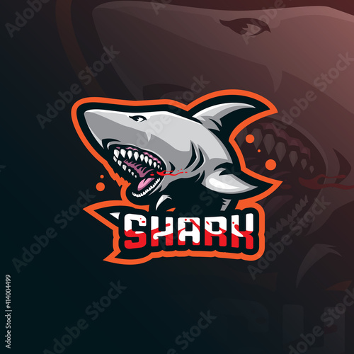 shark mascot logo design vector with modern illustration concept style for badge, emblem and t shirt printing. angry shark illustration for sport team.