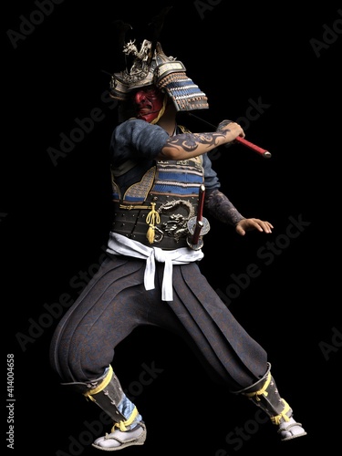 Software rendering Japanese armor samurai