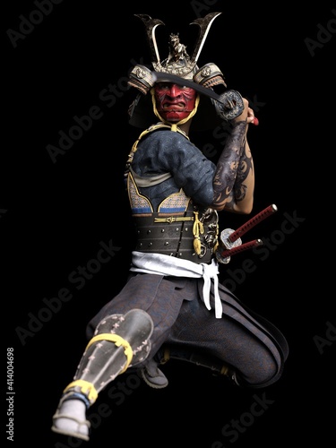 Software rendering Japanese armor samurai