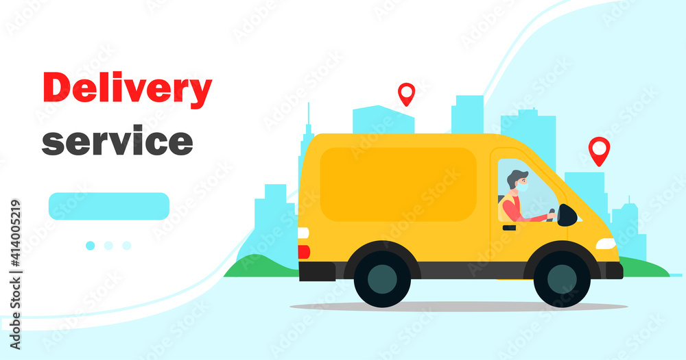 Fototapeta premium Online delivery service concept, online order tracking, home and office delivery. Courier. Commercial customer order for web banners. Vector illustration isolated on white background.