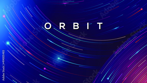 Colorful orbit abstract infinite background. Space galaxy lines for music festival or tech event photo