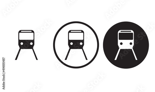 Train icon black outline for web site design 
and mobile dark mode apps 
Vector illustration on a white background