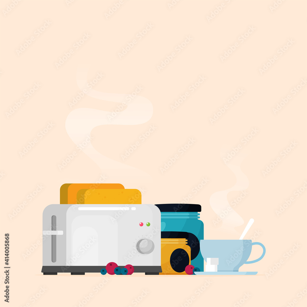 Breakfast vector illustration. Toaster flat vector icon Breakfast vector illustration. Toaster flat vector icon