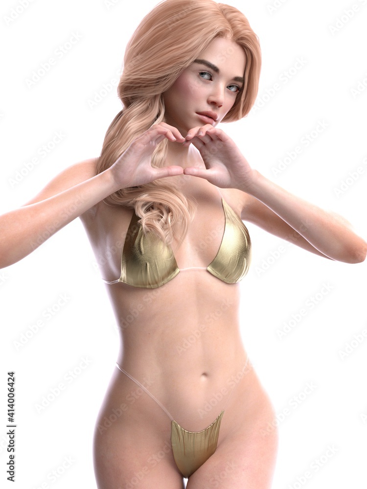Fototapeta premium Software rendering bikini blonde dancer