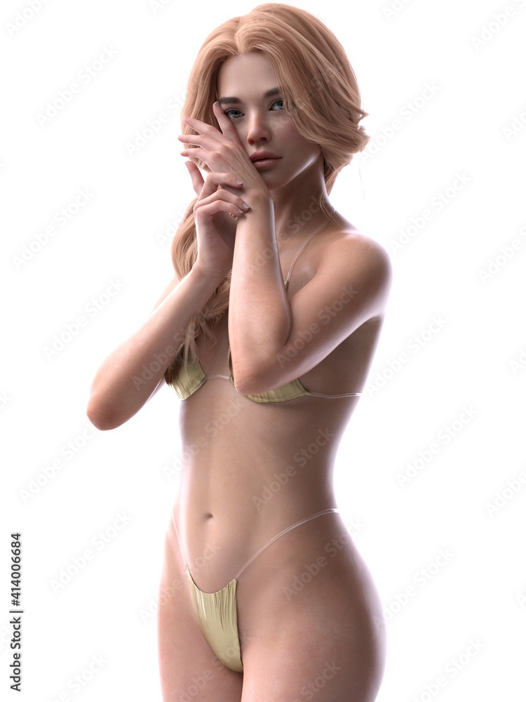 Fototapeta premium Software rendering bikini blonde dancer
