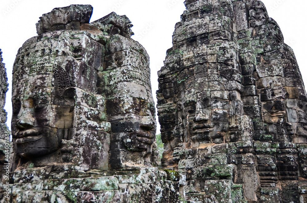 Fototapeta premium The view of Bayon temple in Siem Reap in Cambodia. Angkor complex.