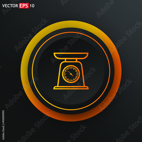  Domestic weigh scales line sign. Single line icon on black background