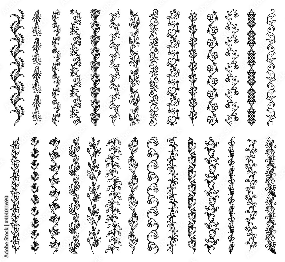 Border and brocade, divider with floral ornament. Frame decoration