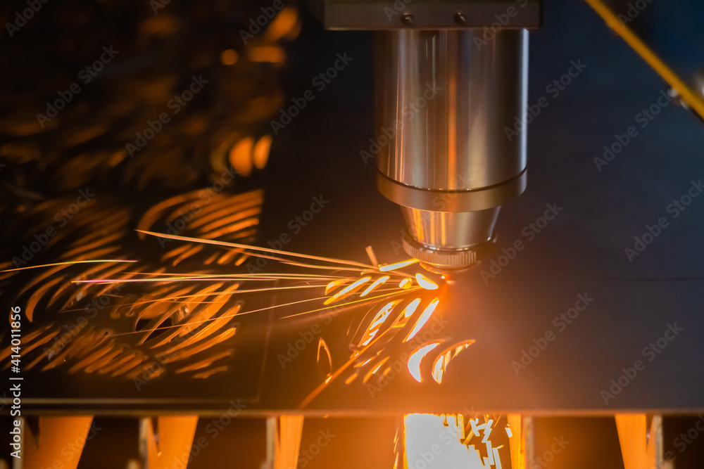 Automatic cnc laser cutting machine working with sheet metal with