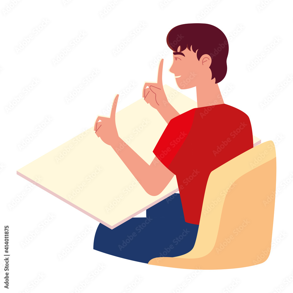 happy young man sitting on chair isolated design happy young man sitting on chair isolated design
